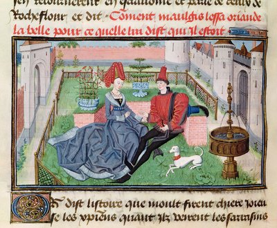 السيدة 5072 f.71v حديقة الحب ، من دورة ريود دي مونتوبان بواسطة لويست ليدت